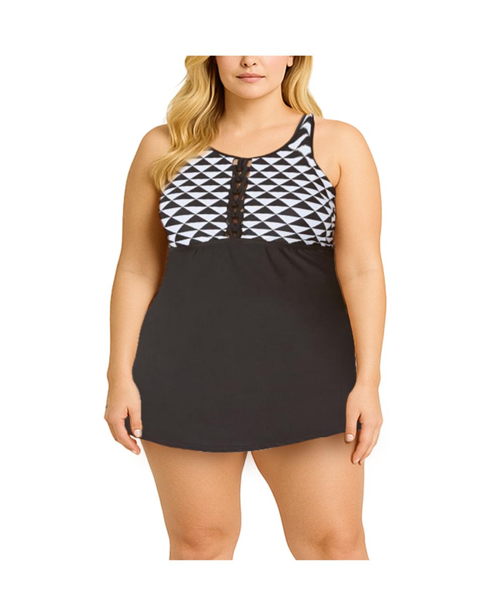 Swimsuits for All Women's Macrame High Neck Swimdress