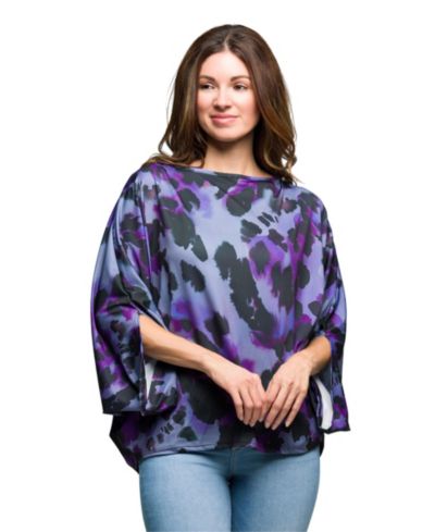 Женский топ 24seven Comfort Apparel с принтом животного и рукавом дольман, фиолетовый
