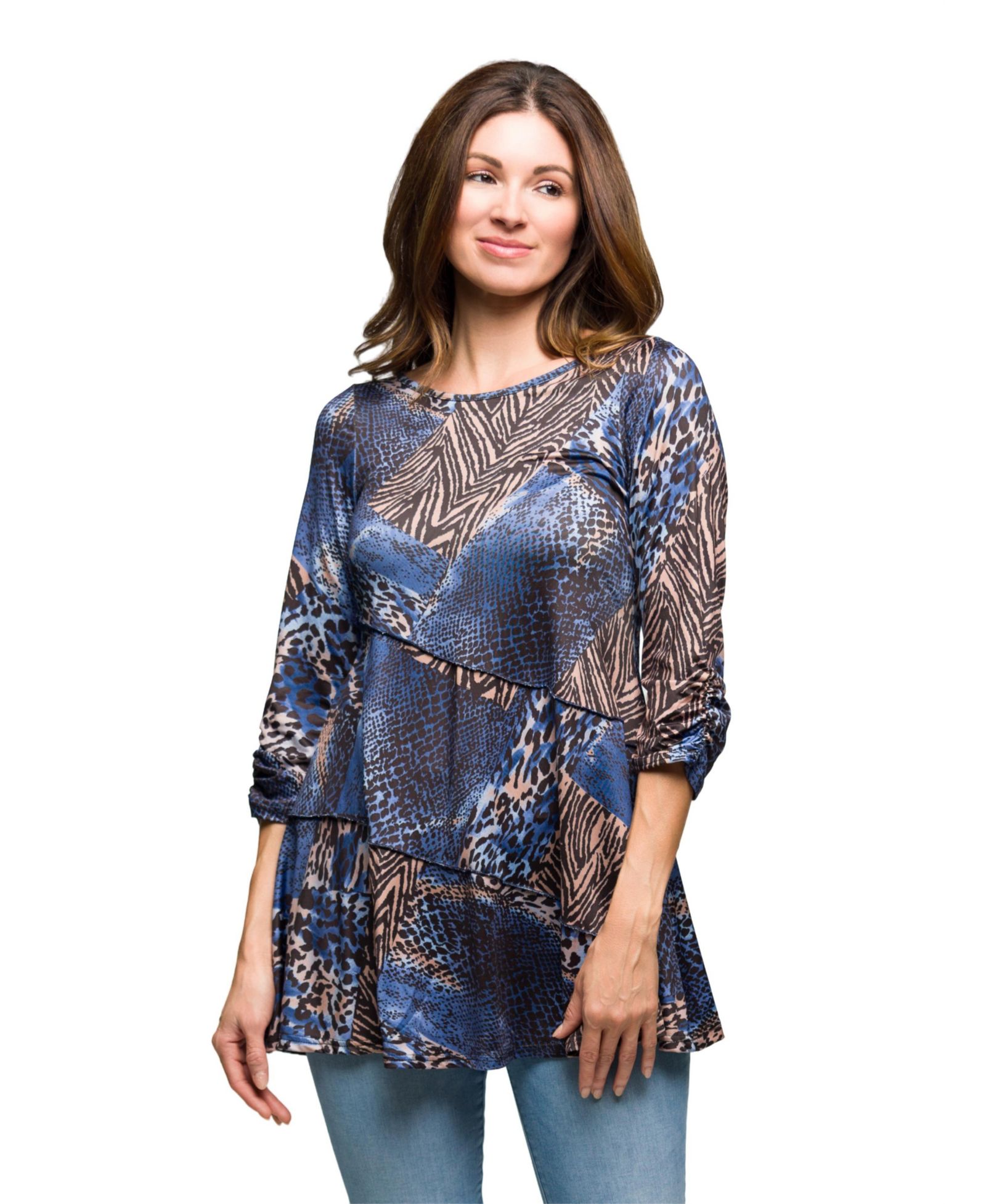 24seven Comfort Apparel Женский Three Quarter Sleeve Tunic Top