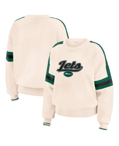 Женский свитер WEAR by Erin Andrews Cream New York Jets Stripe Pullover