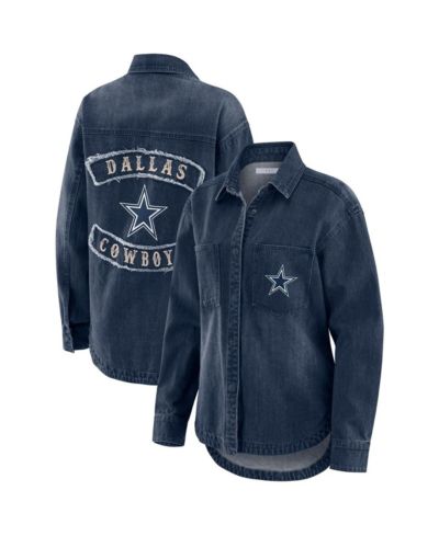 Женская куртка-шакет WEAR by Erin Andrews Denim Dallas Cowboys Washed Oversized