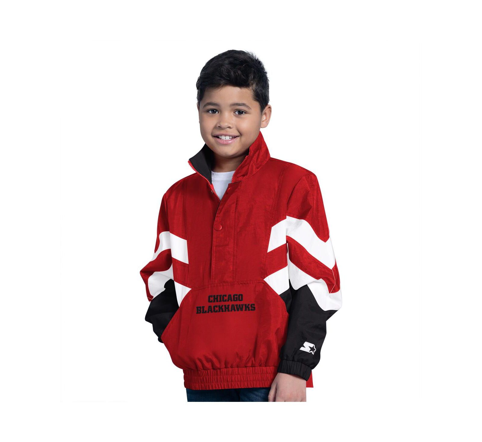 Ветровка Starter Chicago Blackhawks Prospect Half-Zip для мальчиков и девочек, красная