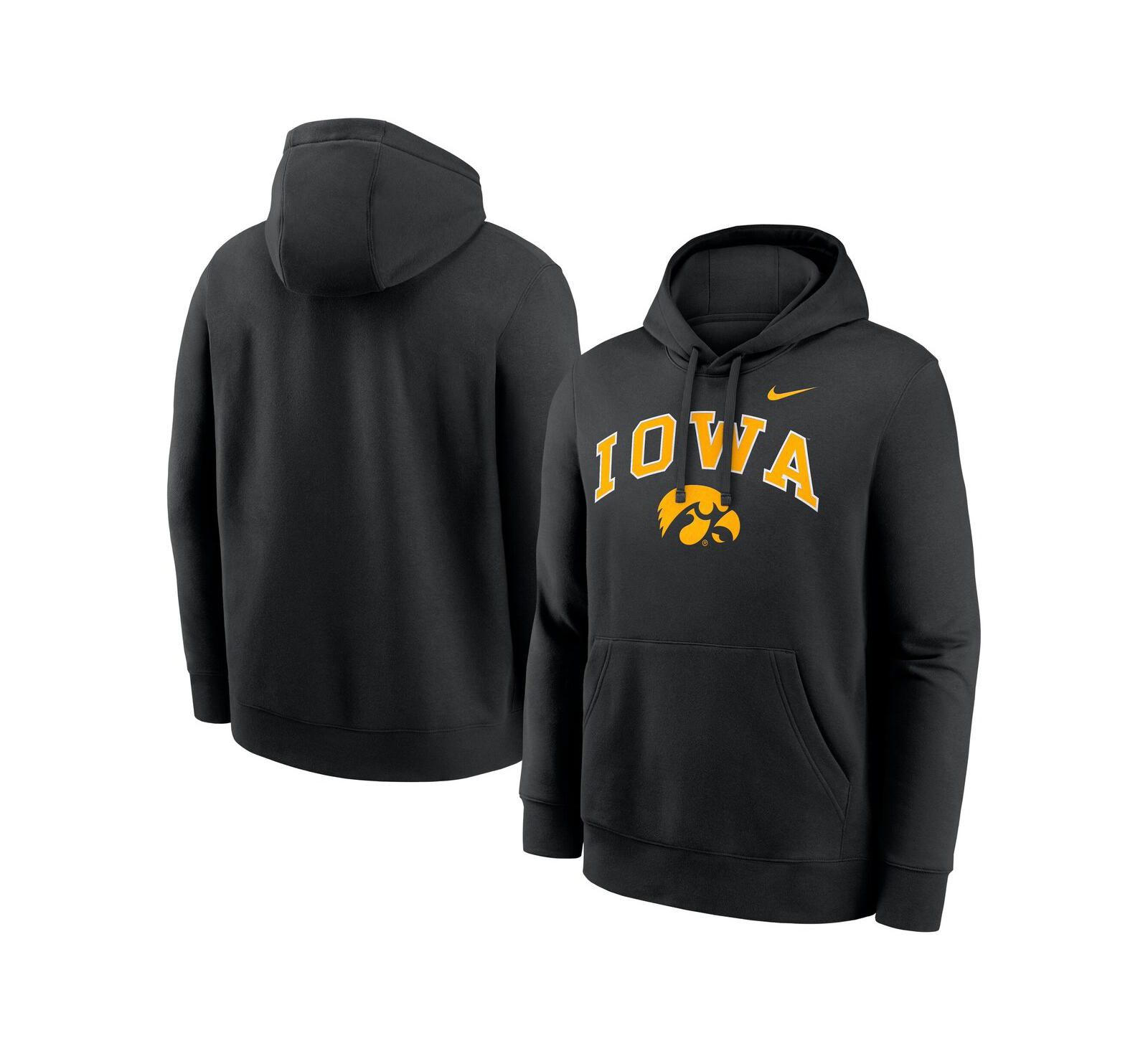Nike Мужская черная толстовка Nike Iowa Hawkeyes Club Fleece Arch Pullover