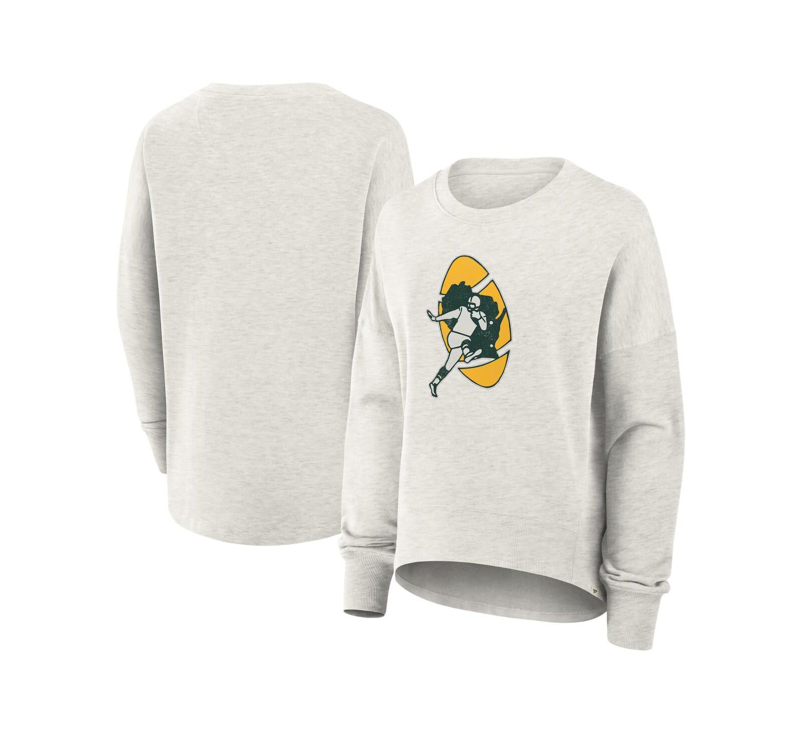 Женская толстовка Fanatics Heather Gray Green Bay Packers Oversized Hometown Pullover