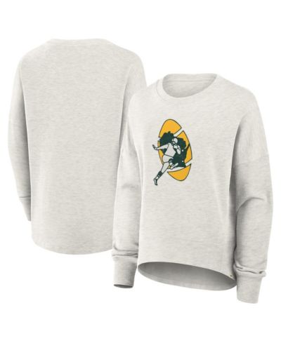 Fanatics Women's Heather Gray Green Bay Packers Oversized Hometown Pullover Sweatshirt