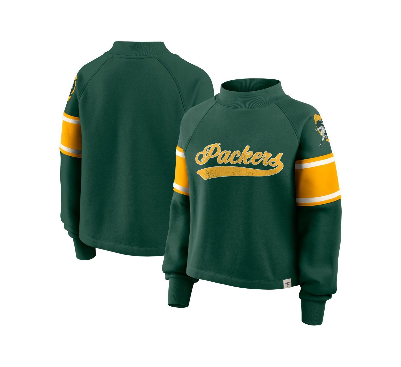 Женское худи оверсайз Fanatics Green Bay Packers Hometown Toss Sweep Mock Neck, зеленое