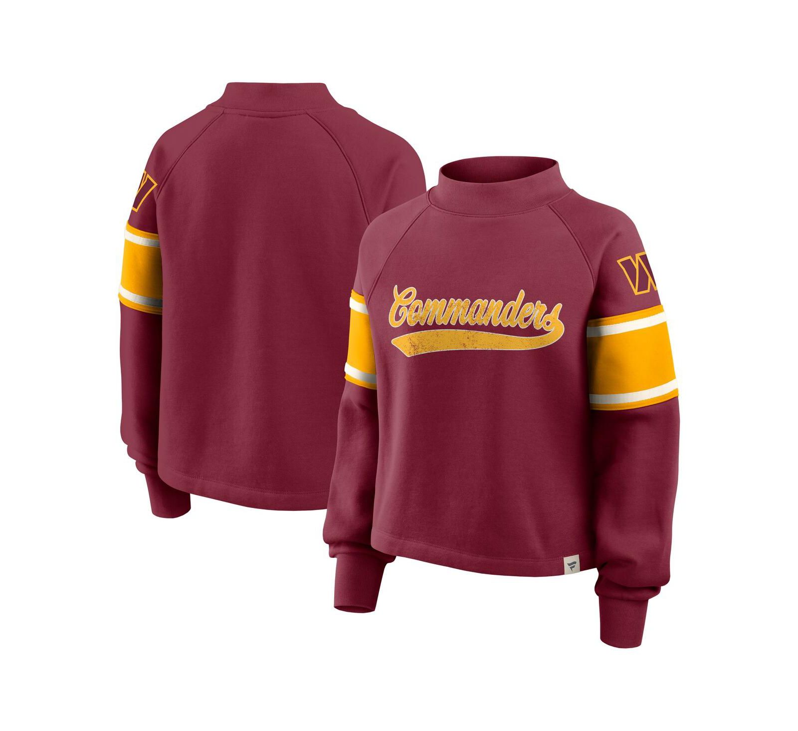 Женская толстовка Fanatics Washington Commanders Oversized Hometown Toss Sweep Mock Neck Pullover Hoodie Burgundy