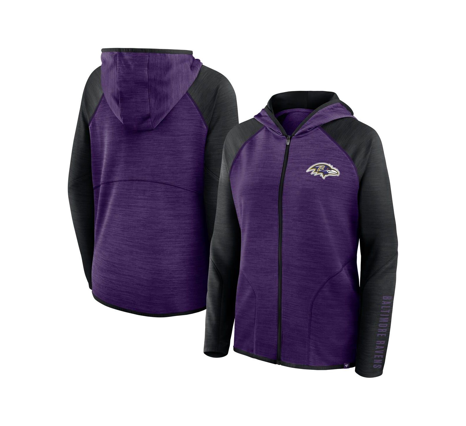 Женское худи Fanatics Baltimore Ravens Redzone End Around Pass Raglan Full-Zip, фиолетово-черное