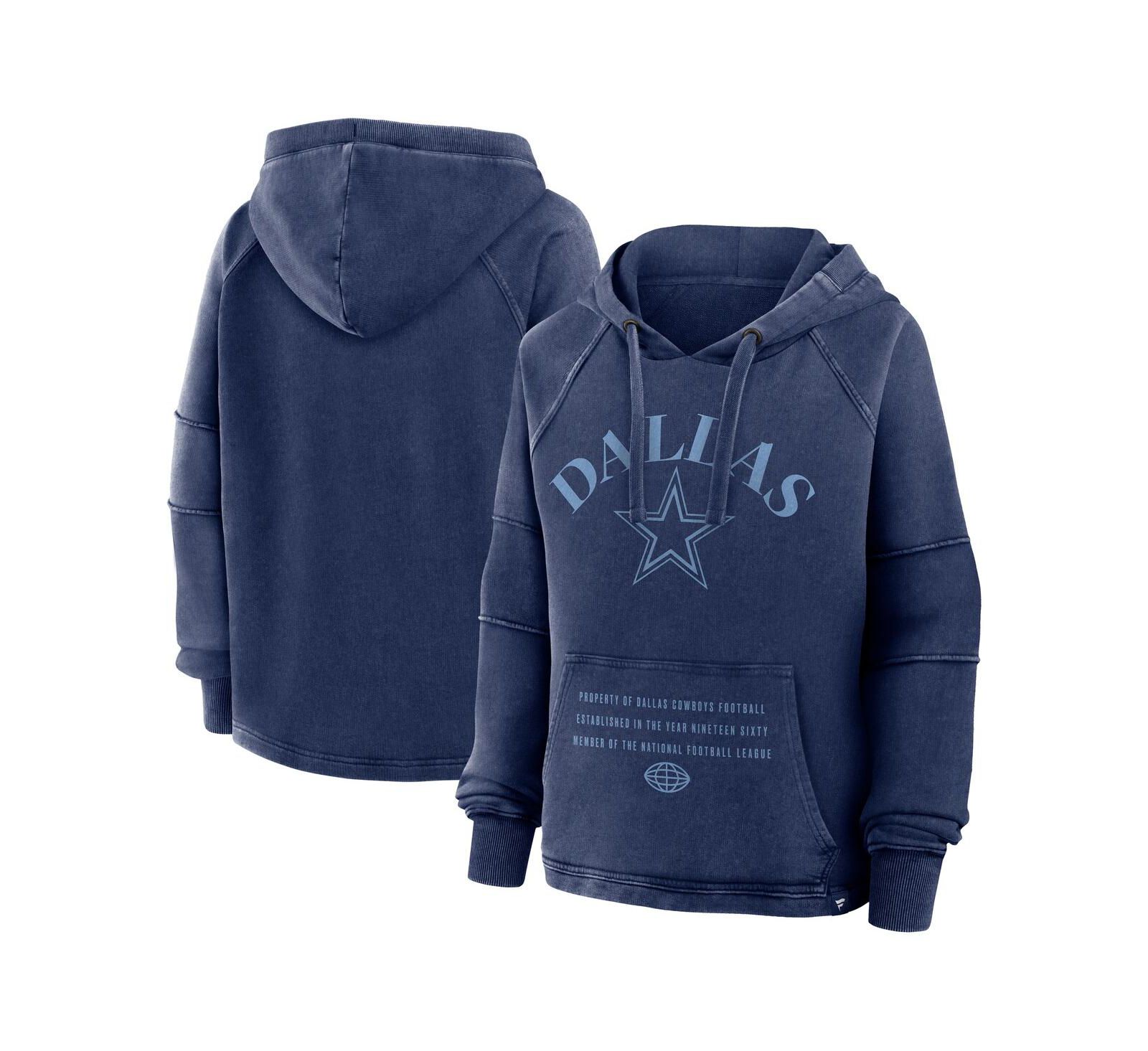 Женское темно-синее худи Fanatics Dallas Cowboys Oversized Raglan Gridiron