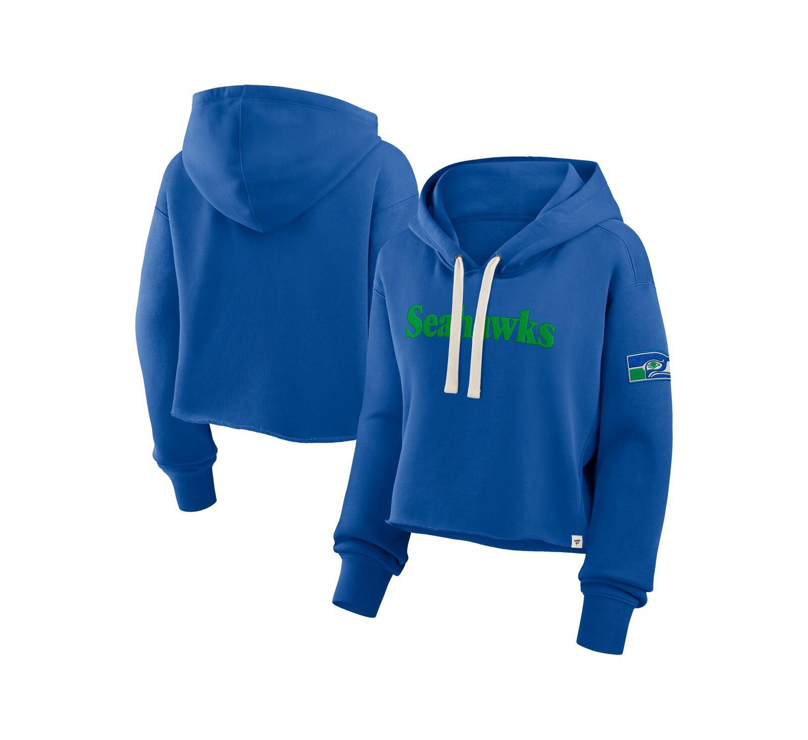 Fanatics Women's Royal Seattle Seahawks Oversized Hometown Heritage Cropped Hoodie