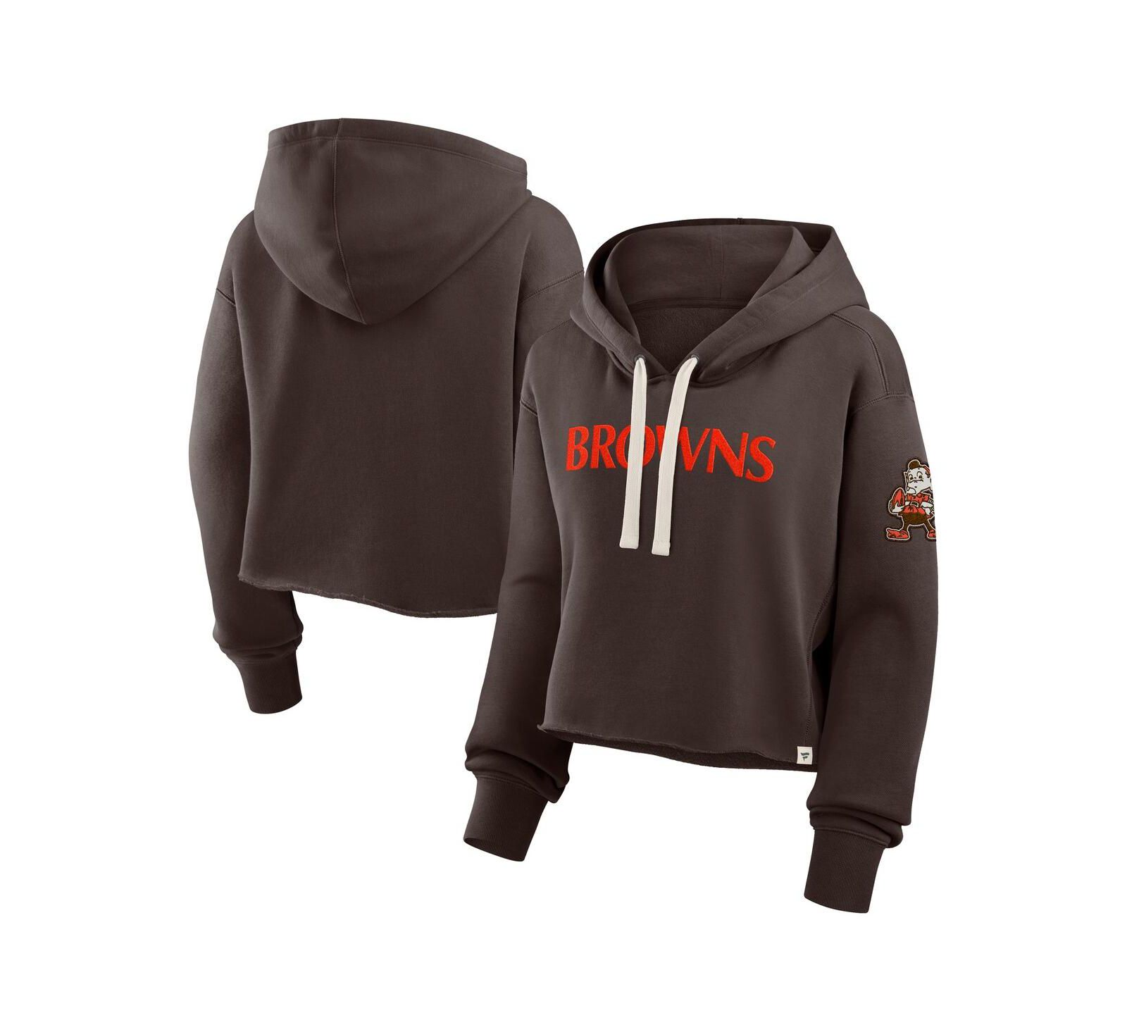 Женский укороченный худи Fanatics коричневого цвета Cleveland Browns Oversized Hometown Heritage