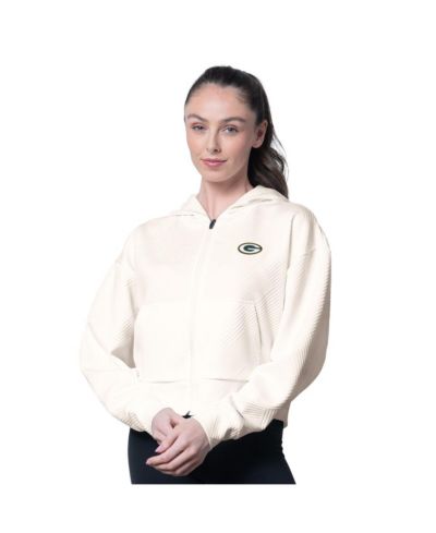 MSX by Michael Strahan Women's Cream Green Bay Packers Eleanor Full-Zip Hoodie