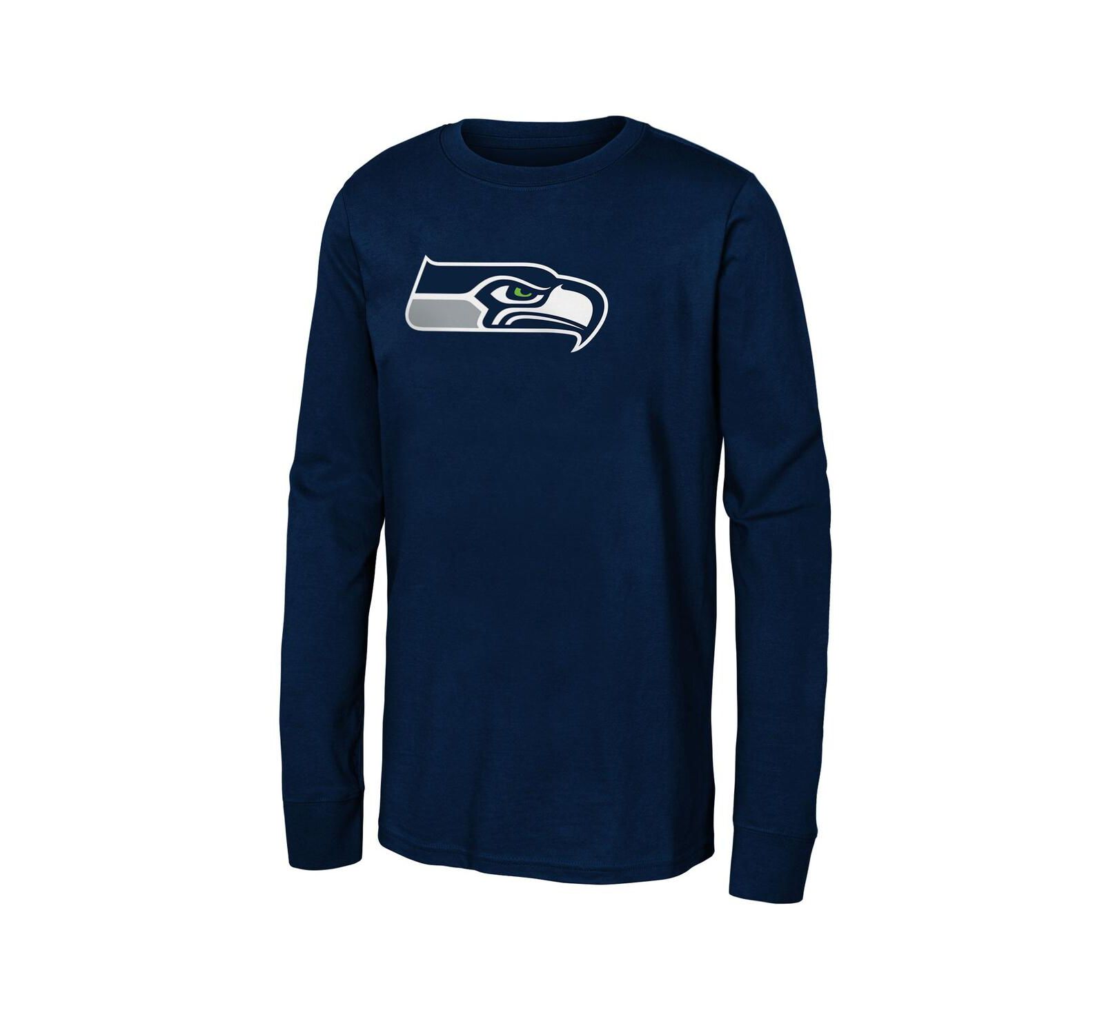 Outerstuff Big Boys and Girls College Navy Seattle Seahawks Primary Logo Long Sleeve T-Shirt