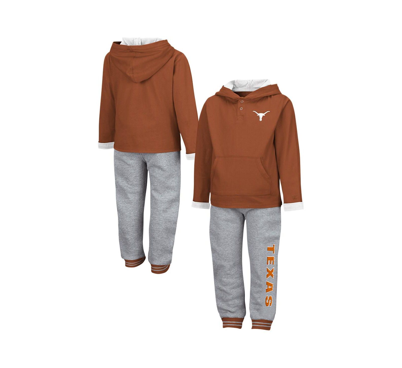 Комплект Colosseum Toddler 2-Piece Texas Orange/Heather Gray Texas Longhorns Poppies Hoodie и Sweatpants