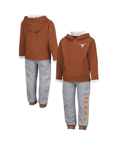 Комплект Colosseum Toddler 2-Piece Texas Orange/Heather Gray Texas Longhorns Poppies Hoodie и Sweatpants