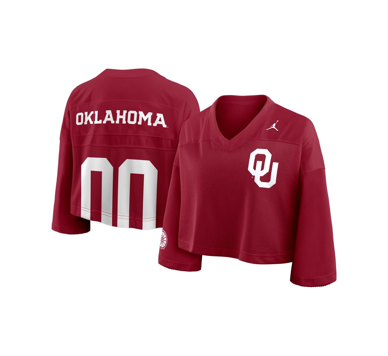 Женская джерси Jordan Crimson Oklahoma Sooners Cropped Mesh Dri-FIT Fashion