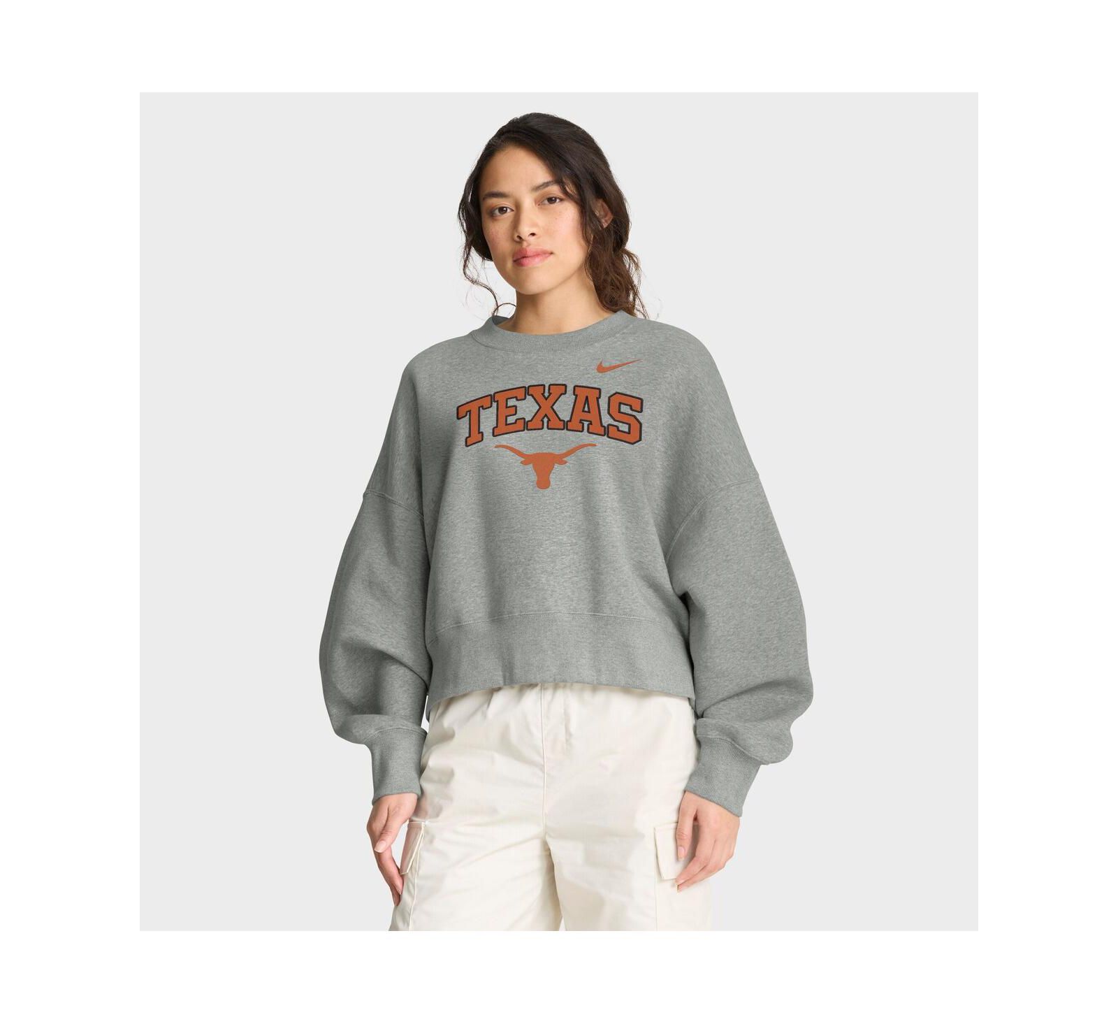 Женская толстовка Nike Heather Gray Texas Longhorns Oversized Phoenix Arch Pullover