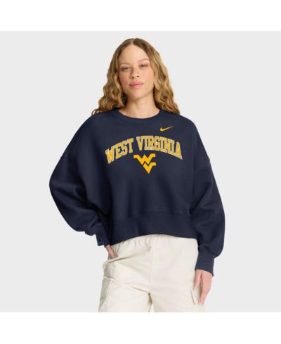 Nike Women's Navy West Virginia Mountaineers Oversized Phoenix Arch Pullover Sweatshirt