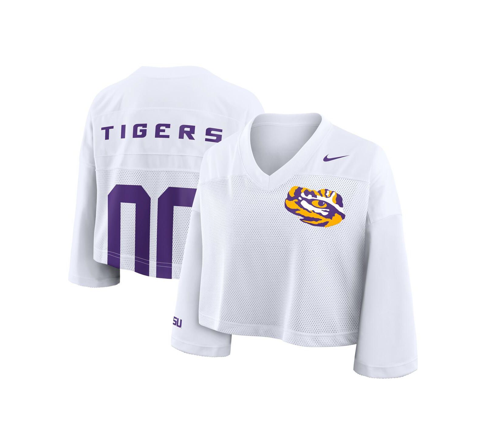 Женский джерси Nike LSU Tigers Cropped Mesh Dri-FIT, белый