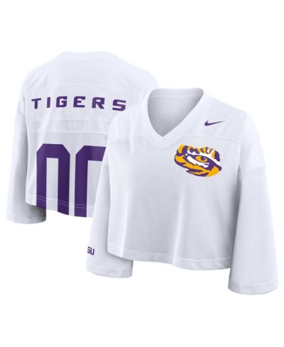 Женский джерси Nike LSU Tigers Cropped Mesh Dri-FIT, белый