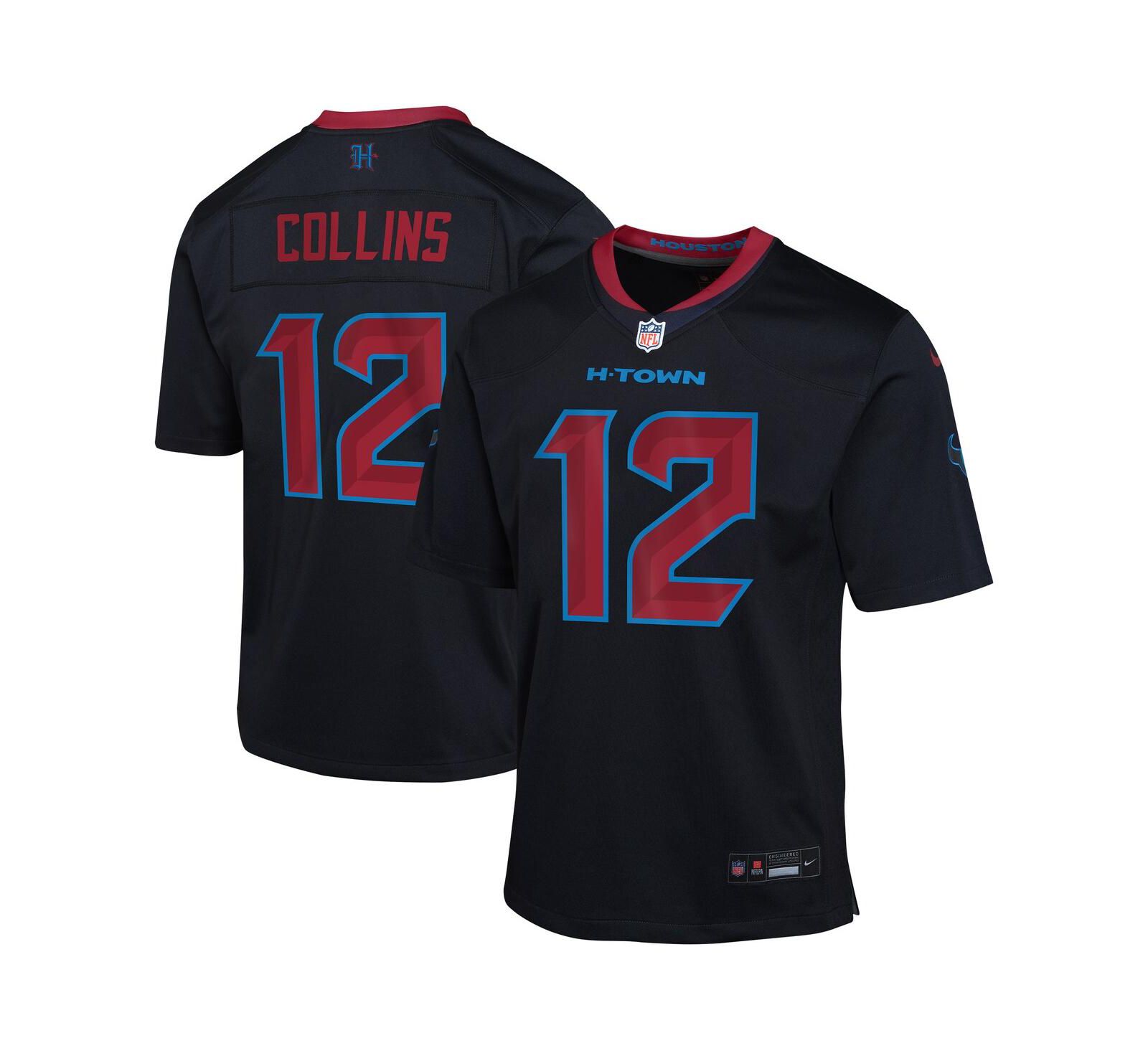 Детская игровая джерси Nike Nico Collins Houston Texans Alternate Game Navy
