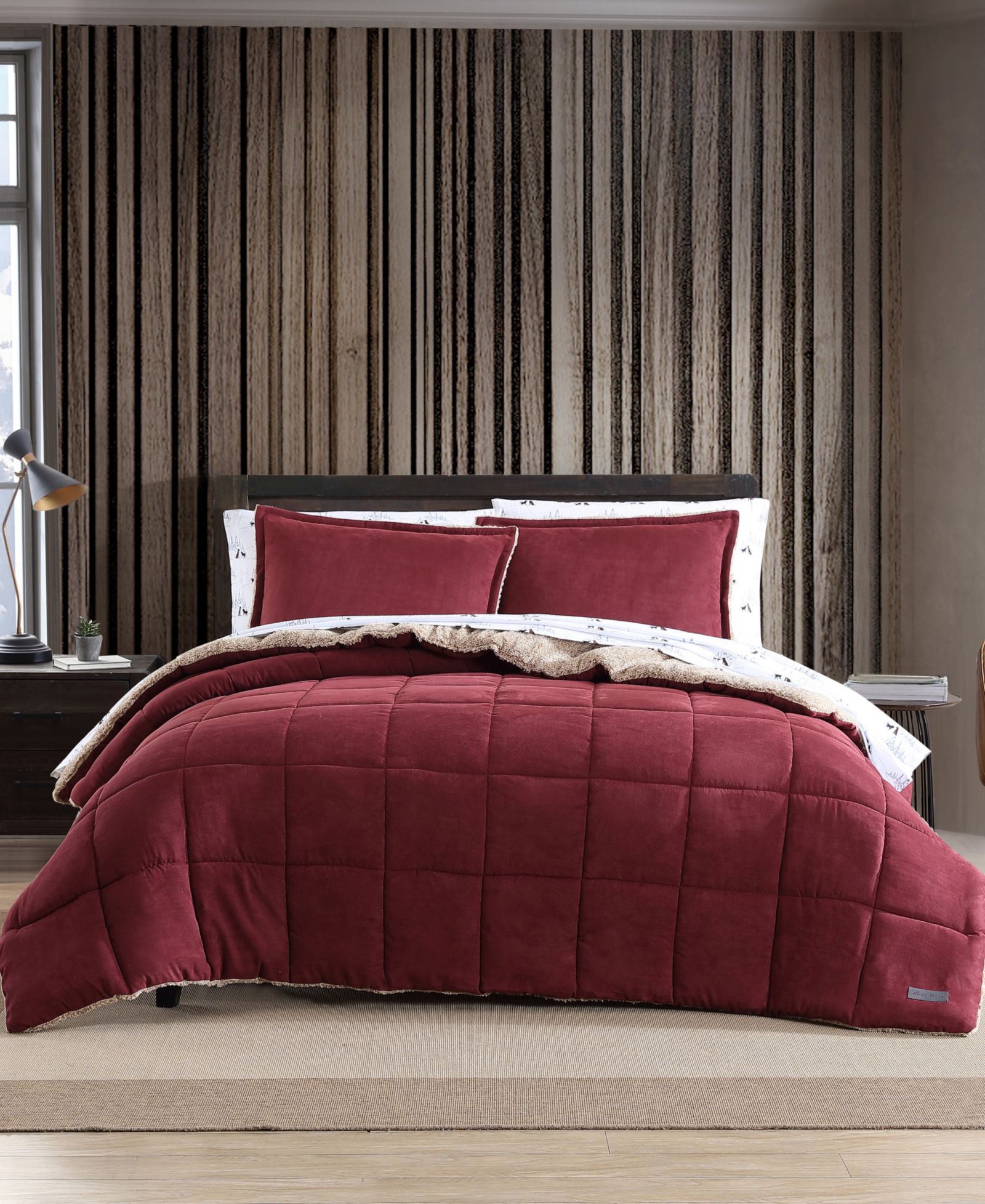 Eddie Bauer Sherwood Reversible Micro-suede Sherpa Comforter Set, Twin