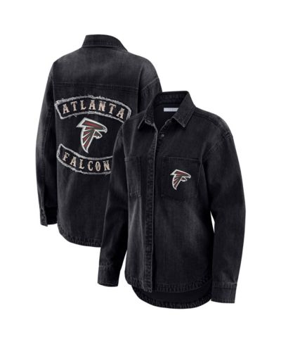 WEAR by Erin Andrews женская джинсовая рубашка-шacket оверсайз, черная, Atlanta Falcons