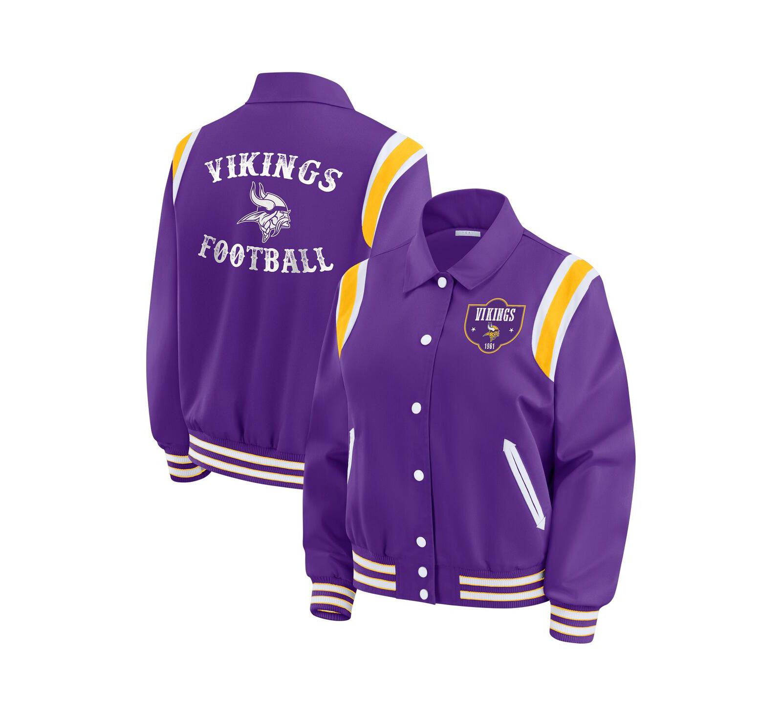 WEAR by Erin Andrews Женская куртка Minnesota Vikings Varsity облегченная на кнопках фиолетовая