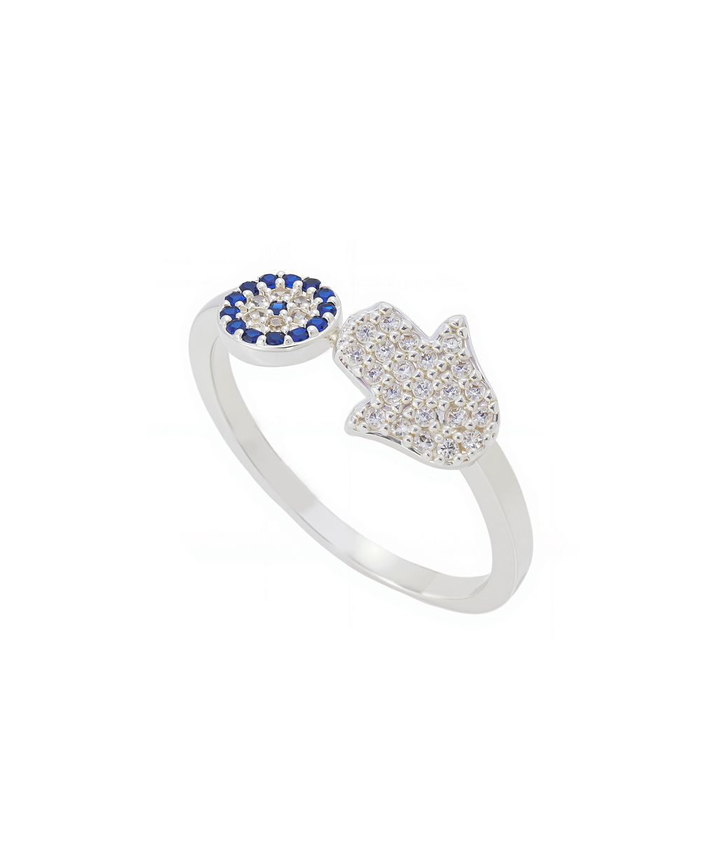 Unwritten Cubic Zirconia Hamsa and Evil Eye Statement Ring