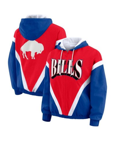 Женская ветровка WEAR by Erin Andrews Red/Royal Buffalo Bills Retro Crinkle Full-Zip Hoodie