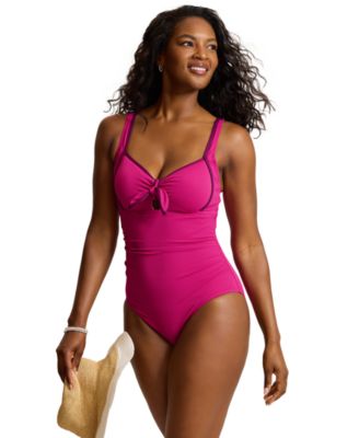 Женский слитный купальник Tommy Bahama Cabana Pique Texture Tie-Front