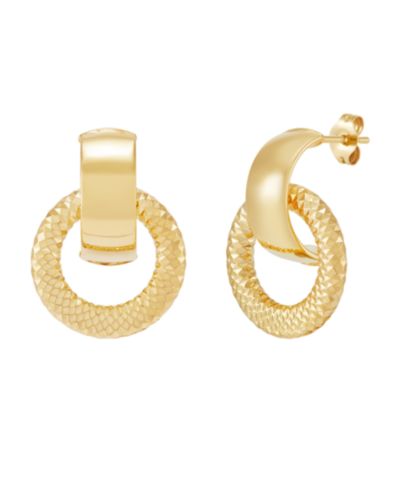 Серьги-подвески Italian Gold Polished Door Knocker в 14k Yellow Gold