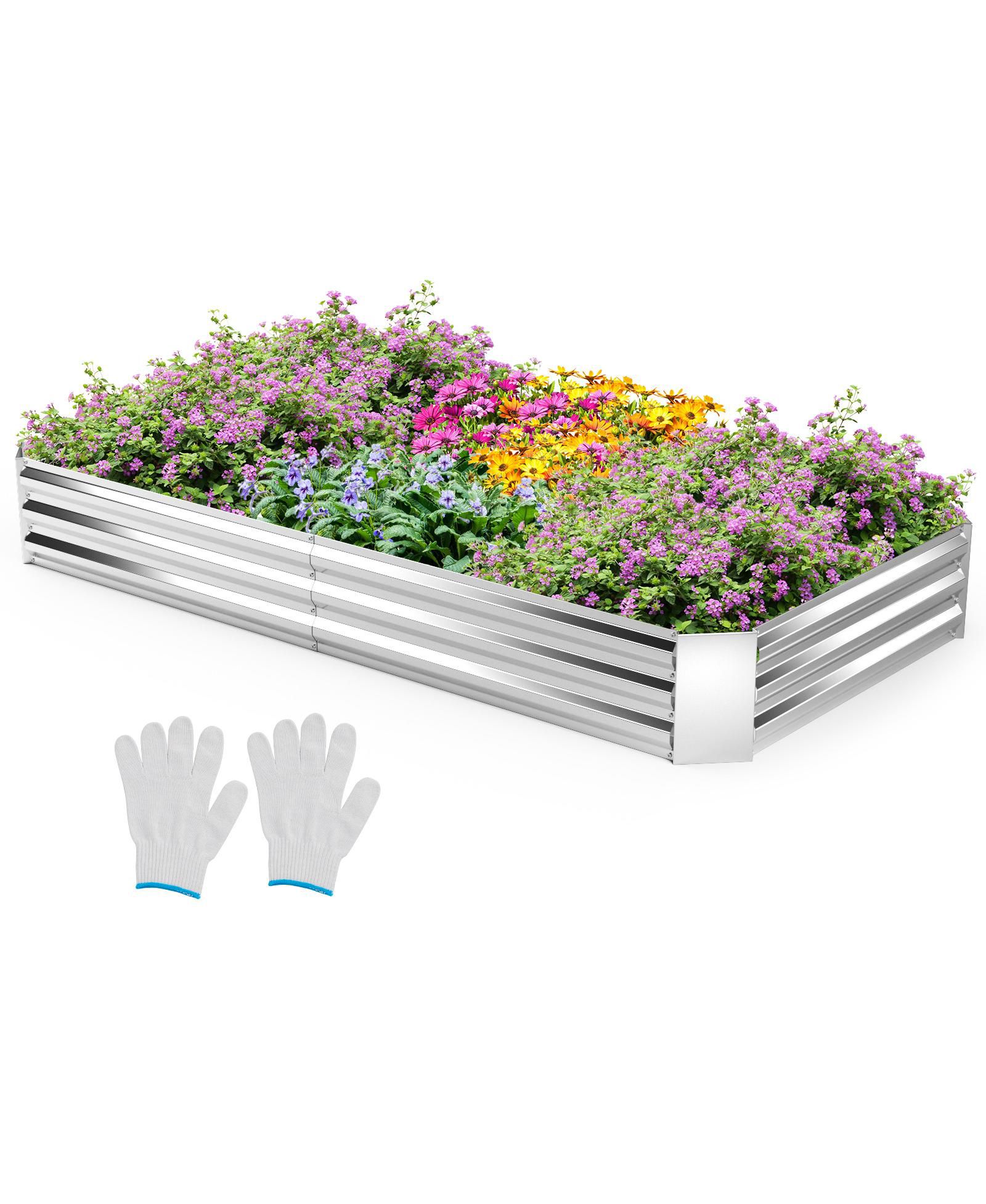 Gymax 8 x 4 x 1FT Galvanized Raised Garden Bed Heavy-Duty Elevated Rectangle Plant Box
