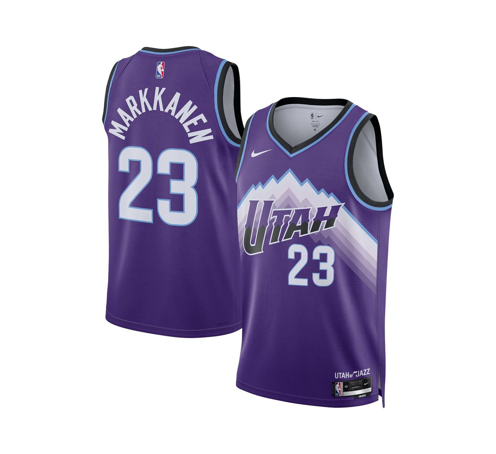 Джерси Nike Lauri Markkanen Utah Jazz Swingman Icon Edition, фиолетовое, для мужчин и женщин