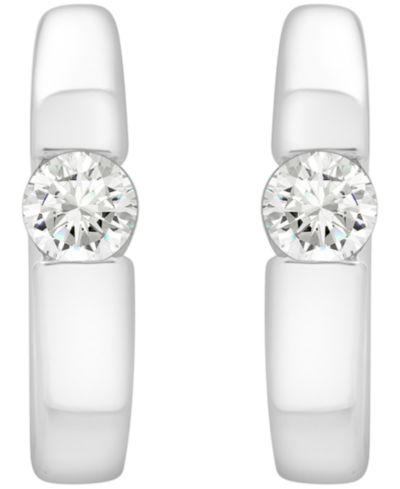Серьги-кольца Macy's с бриллиантами (1/4 ct. t. w.) из стерлингового серебра