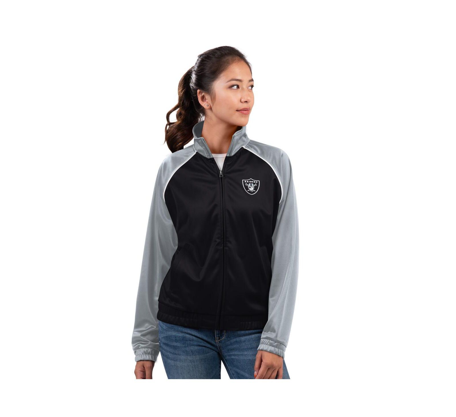 Женская ветровка G-III 4Her by Carl Banks Black Las Vegas Raiders Replay Full-Zip Track Jacket
