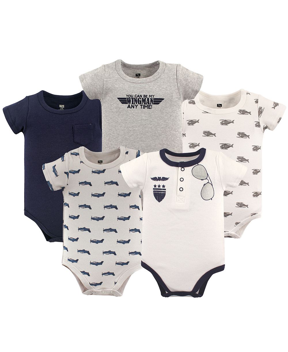 Hudson Baby Baby Boys Hudson Multipack of 5 Comfortable Cotton Bodysuits