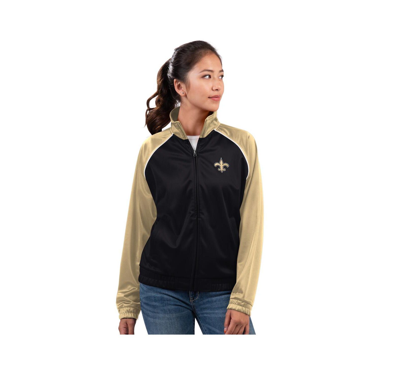 G-III 4Her by Carl Banks Women's Black New Orleans Saints Replay Full-Zip Track Jacket