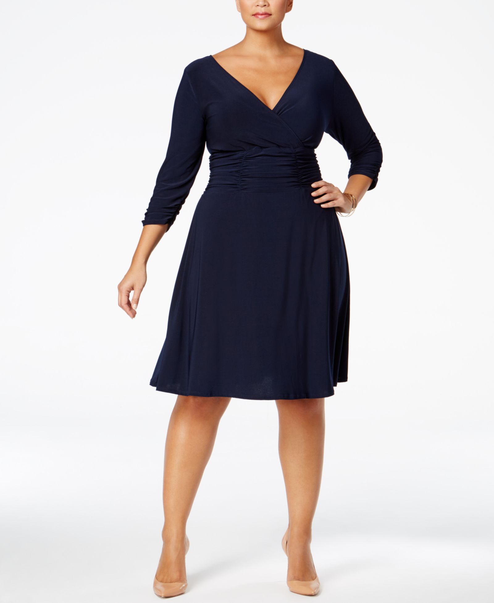 NY Collection Plus Size Ruched A-Line платье