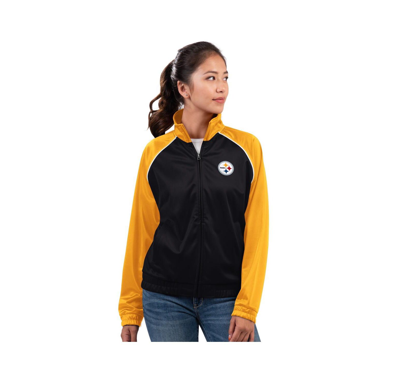 Женская ветровка G-III 4Her by Carl Banks Black Pittsburgh Steelers Replay Full-Zip Track Jacket