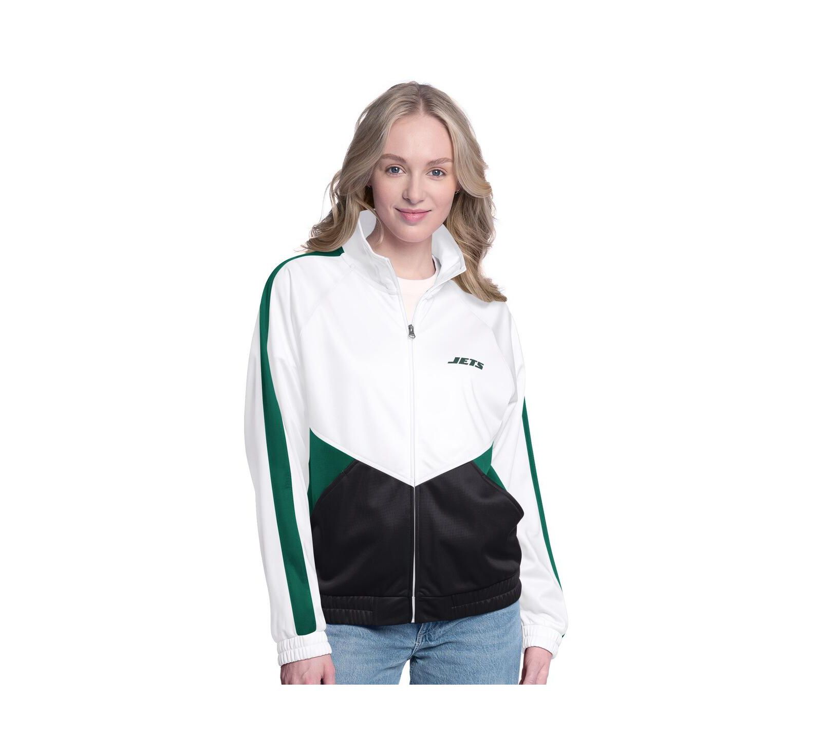 G-III 4Her by Carl Banks Женская ветровка New York Jets Rally Rhinestone Full-Zip Track White/Green