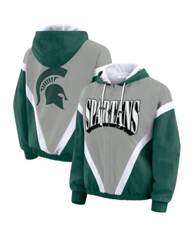 Женская ветровка-худи WEAR by Erin Andrews Michigan State Spartans, зелено-серая