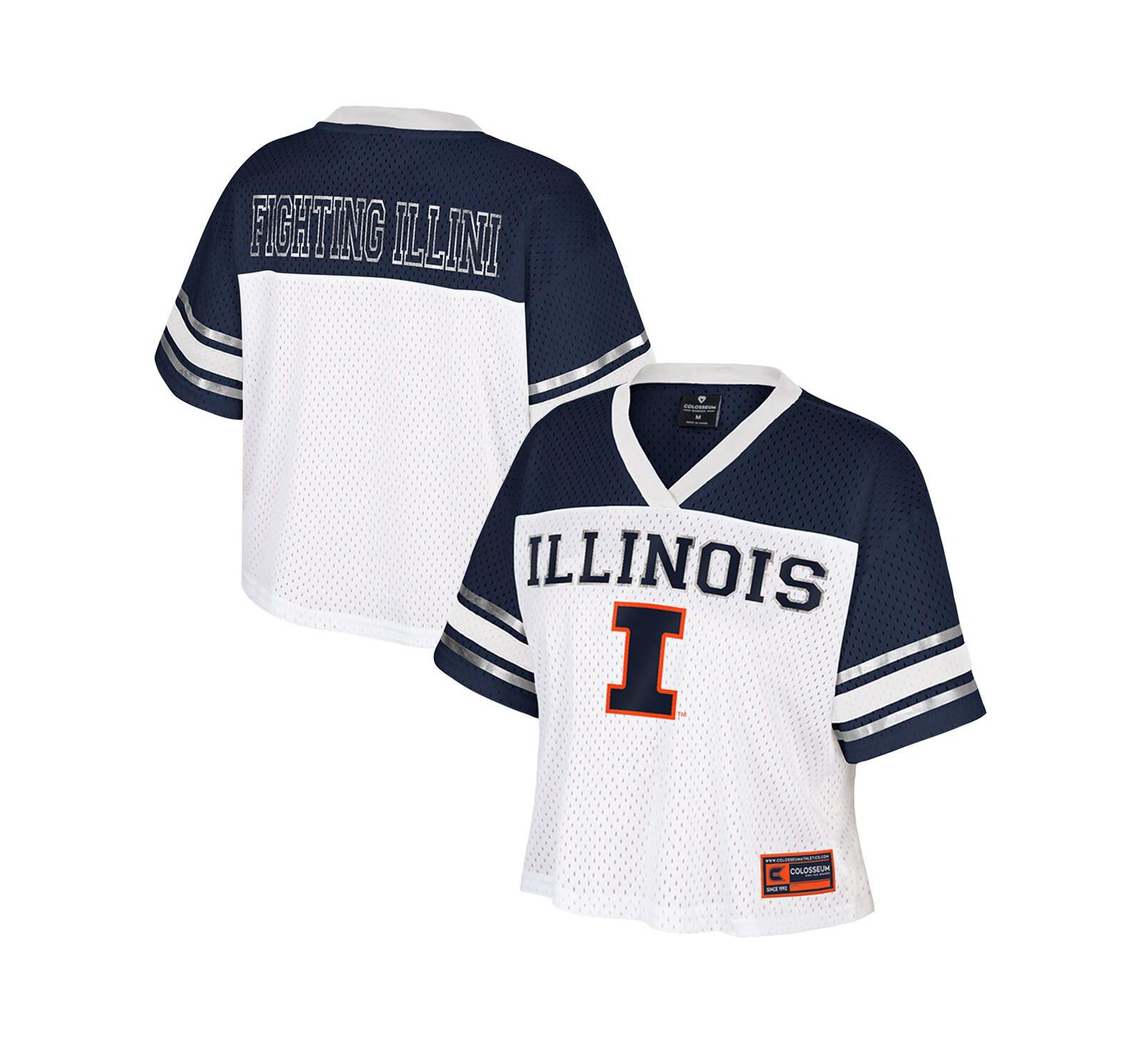 Джерси Colosseum Women's White Illinois Fighting Illini Treasure Cropped Football Jersey