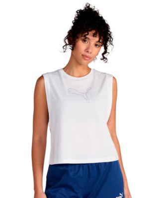 Puma Women's Rhinestone Cat Logo Relaxed Crewneck Tank Top