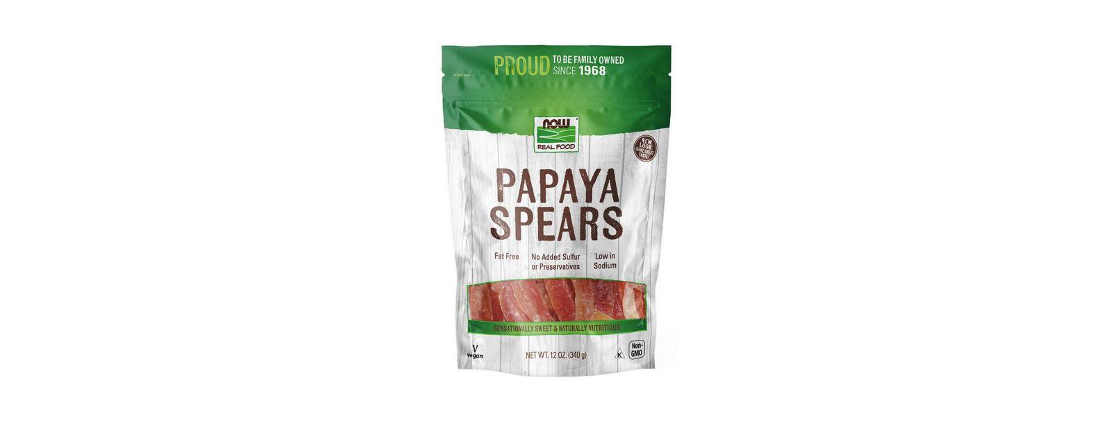 NOW Foods Papaya Spears Low Sugar ,12 oz