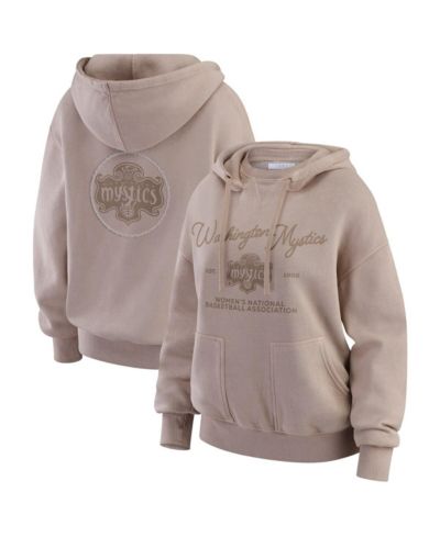 WEAR by Erin Andrews Women's Tan Washington Mystics Washed Pullover Crew Neck Hoodie