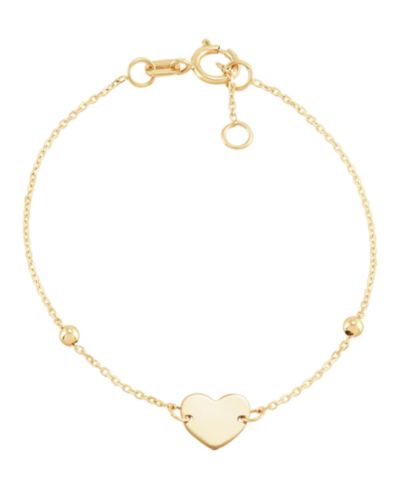 Italian Gold Heart Bracelet in 14k Yellow Gold