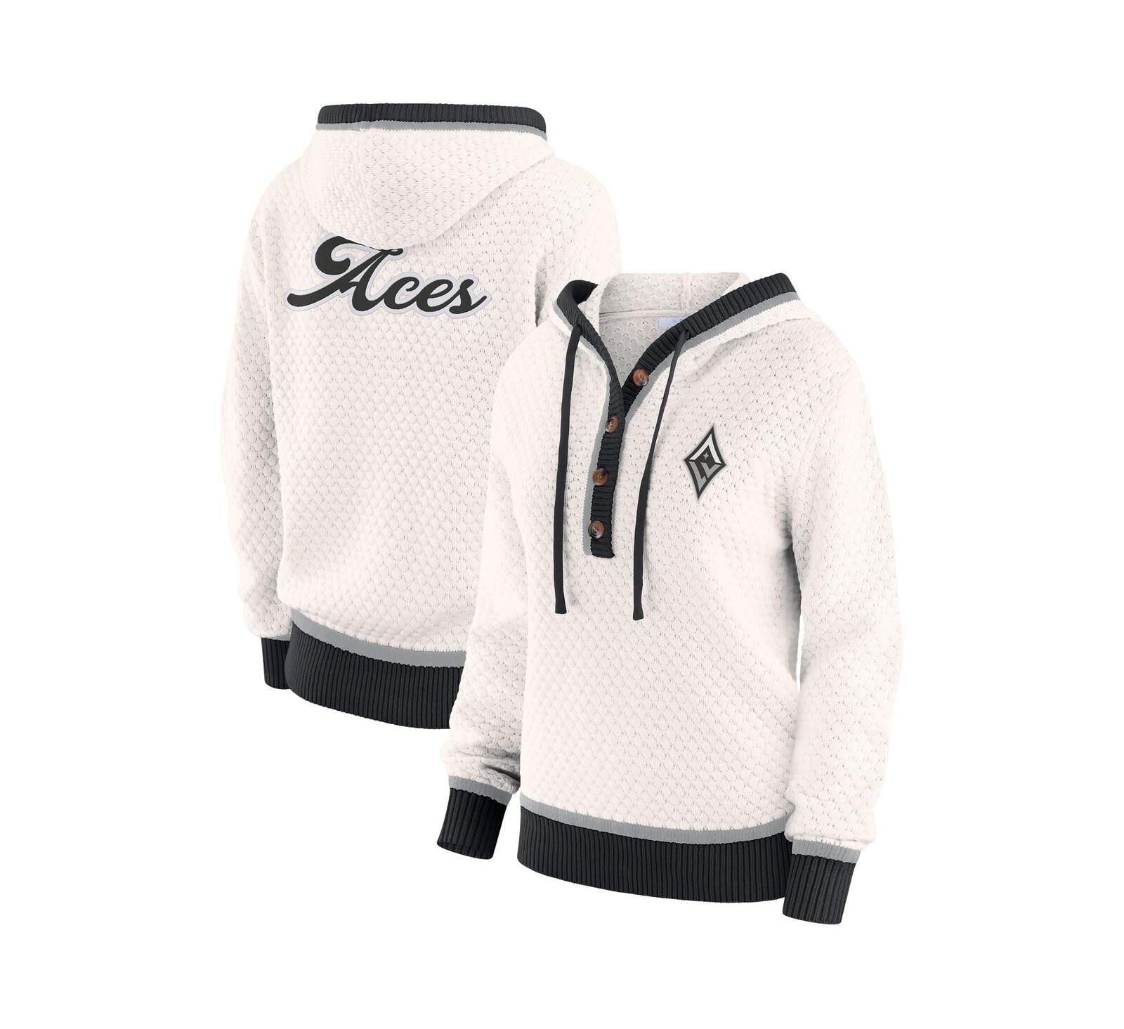 WEAR by Erin Andrews Women's Cream Las Vegas Aces Hooded Sweater