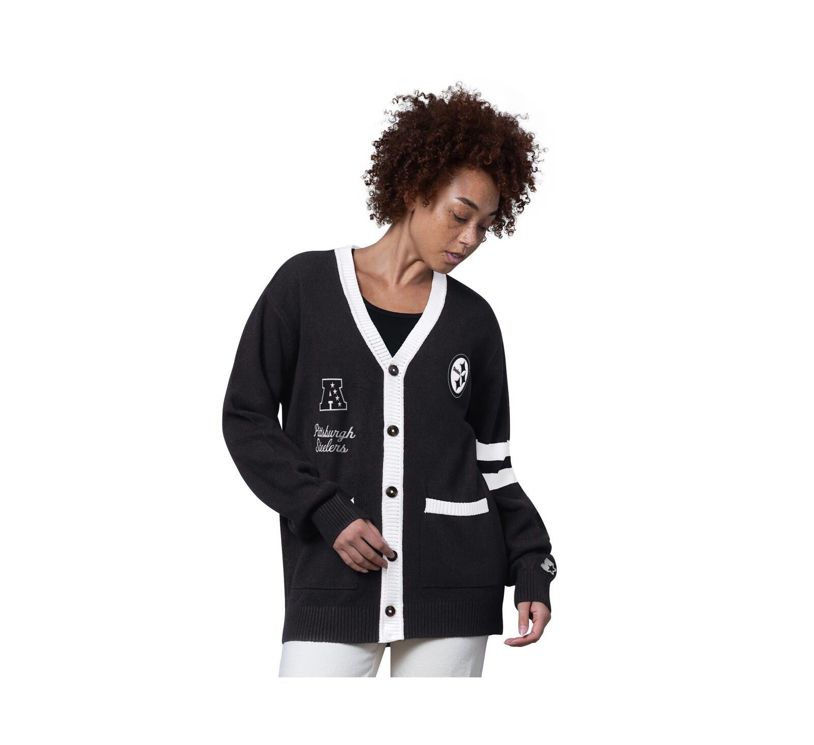 Starter Женский черный кардиган-свитер Pittsburgh Steelers Back Shot Button-Up
