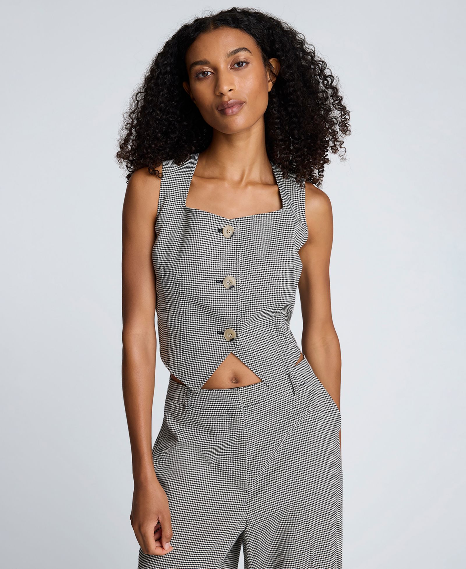 Женский жилет Kenneth Cole Houndstooth Cropped Fitted Bodice